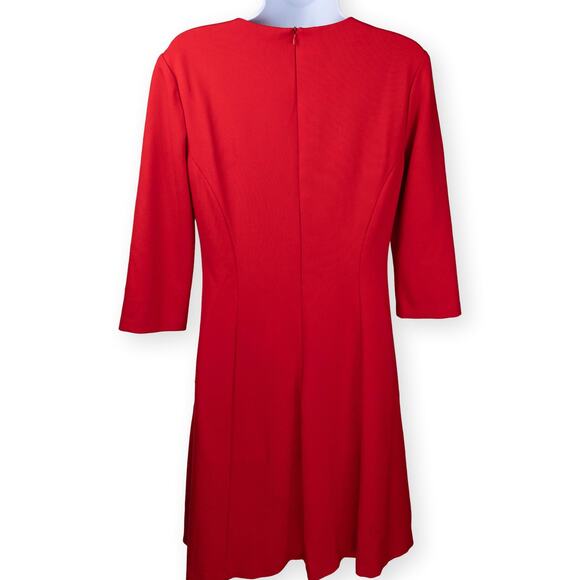 Anne Klein Red Stretch V-Neck Sheath Dress 6 - Picture 3 of 7